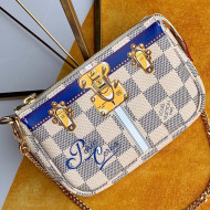 Louis Vuitton Christmas Mini Pochette Accessoires Pouch in Damier Azur Canvas N58010 2019