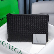 Bottega Veneta Woven Lambskin Medium Pouch Black 2021