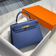 Hermes Kelly 25cm Top Handle Bag in Epsom Leather Agate Blue 2022