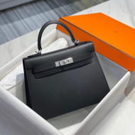 Hermes Kelly 28cm Top Handle Bag in Epsom Leather Black/Silver 2022