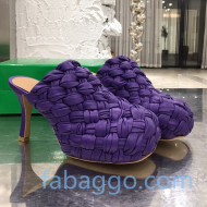 Bottega Veneta Bold Woven Lambskin Platform Mules 100mm Heel Purple 2020