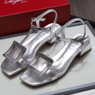 Roger Vivier Calfskin Square Buckle Sandals All Silver 2021