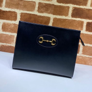 Gucci Horsebit 1955 Leather Pouch 621890 Black 2020