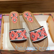 Louis Vuitton Crafty Lock It  Flat Slide Sandals Red/Black 2020