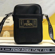 Fendi Messenger Bag in Leather and Fabric For Men Black 2018