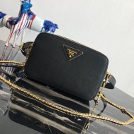 Prada Odette Saffiano Leather Belt Bag 1BL019 Black 2019