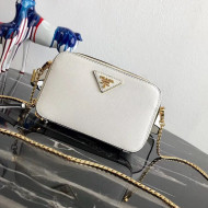 Prada Odette Saffiano Leather Belt Bag 1BL019 White 2019