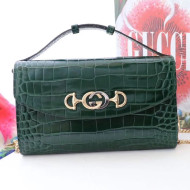 Gucci Zumi Crocodile Embossed Leather Small Shoulder Bag 572375 Green 2019