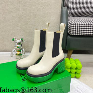 Bottega Veneta Flash White Calfskin Short Boots 9.5cm Green 2021