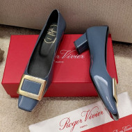 Roger Vivier Belle Vivie Patent Calfskin Pumps 4.5cm Blue 2021