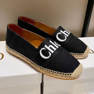 Chloe Canvas Logo Strap Espadrilles Black 2021