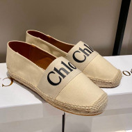 Chloe Canvas Logo Strap Espadrilles White 2021