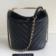 Chanel Chevron Handle with Chic Bucket Bag A57861 Black 2018