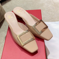 Roger Vivier Belle Vivie Patent Calfskin Mules Nude 2021