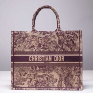 Dior Book Tote Bag in Toile de Jouy Canvas Burgundy 2019