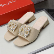 Roger Vivier Canvas Slide Sandals 3cm Beige 2021