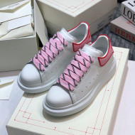 Alexander Mcqueen White Silky Calfskin Sneaker with Bi-color Laces Pink 2021 (For Women and Men)