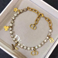 Dior CD Crystal Pearls Bracelet Gold/White 2019