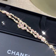 Chanel Double Chain and Leather Bracelet Pink 2019