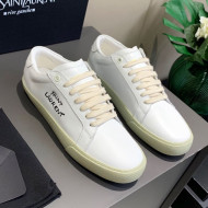 Saint Laurent White Embroidered Calfskin Sneakers 2021 08