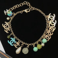 Chanel CC Pearls Pendant Bracelet AB0982 Green 2019