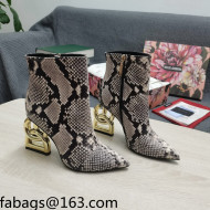 Dolce & Gabbana DG Snakeskin Print Ankle Short Boots 10.5cm Grey/Gold 2021 