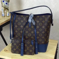 Louis Vuitton Monogram Canvas and Calfskin Hobo Bag Blue 2018