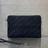 Dior Men's Pouch in Black Oblique Jacquard Canvas 2020