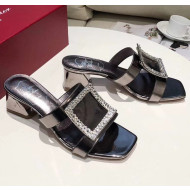 Roger Vivier Calfskin Bikiviv' Bikiviv' Mules Sandals With 5cm Heel Silver-Grey 2020