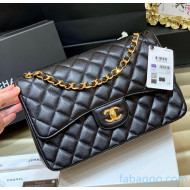 Chanel Grained Calfskin Large Classic Flap Bag A58600 Original Quality Black/Gold 02 2021