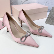 Mach & Mach Silk Crystal Bow Pumps 9cm Pink 2021 01