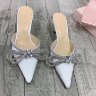 Mach & Mach Silk Crystal Bow Mules 6cm White 2021 05