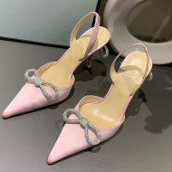 Mach & Mach Silk Crystal Bow Pumps 9cm Light Pink 2021 08