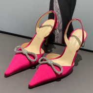 Mach & Mach Silk Crystal Bow Pumps 9cm Hot Pink 2021 09