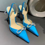 Mach & Mach Silk Crystal Bow Pumps 9cm Blue 2021 10