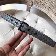 Bottega Veneta Intreccio Lambskin 25mm Belt with Square Buckle Grey 2019