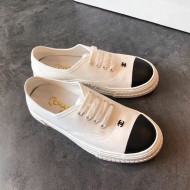 Chanel CC Canvas Lace-up Sneaker White/Black 2019