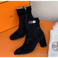 Hermes Suede Saint Germain Ankle Boot With 6.5cm Heel Black 2020