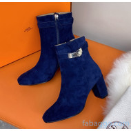 Hermes Suede Saint Germain Ankle Boot With 6.5cm Heel Blue 2020