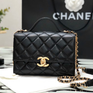 Chanel Lambskin & Gold Metal Mini Flap Bag with Top Handle AS2796 Black 02 2021