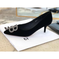 Balenciaga Crystal BB Velvet Pumps 6cm Black 2019