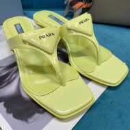 Prada Shiny Leather Heel Thong Sandals 3.5cm Yellow 2021