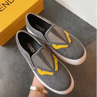 Fendi Flat Bag Bugs Eyes Cashmere Loafers Dark Grey 2019