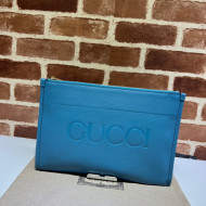 Gucci Leather Pouch with Gucci logo 681200 Blue 2022