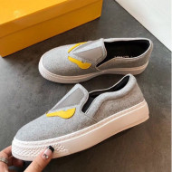 Fendi Flat Bag Bugs Eyes Cashmere Loafers Light Grey 2019