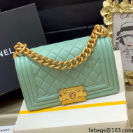 Chanel Quilted Original Lambskin Leather Small Boy Flap Bag Light Green/Gold (Top Quality)