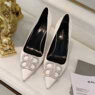 Balenciaga Silk Crystal BB Knife Pump 8cm White 2021