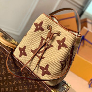 Louis Vuitton Néonoé MM Bucket Bag in Monogram Raffia-Like Textile Tan Brown 2021