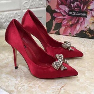 Dolce&Gabbana DG Silk Crystal Bow Pumps 10.5cm Red 2021