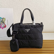 Prada System Nylon Patchwork Tote Bag 1BG380 Black 2022